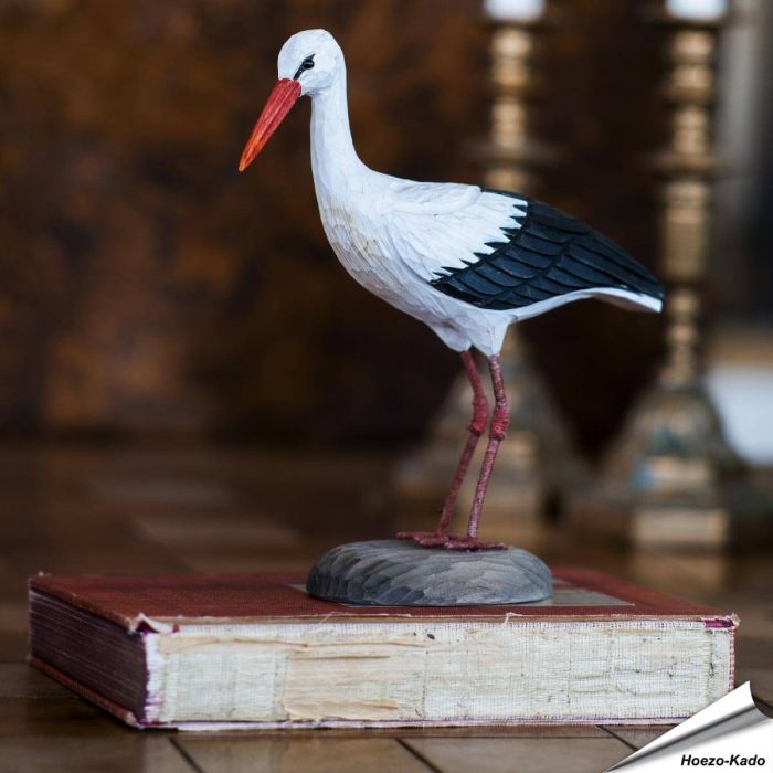 Weißstorch (Ciconia ciconia) | Handgeschnitzter Holzvogel