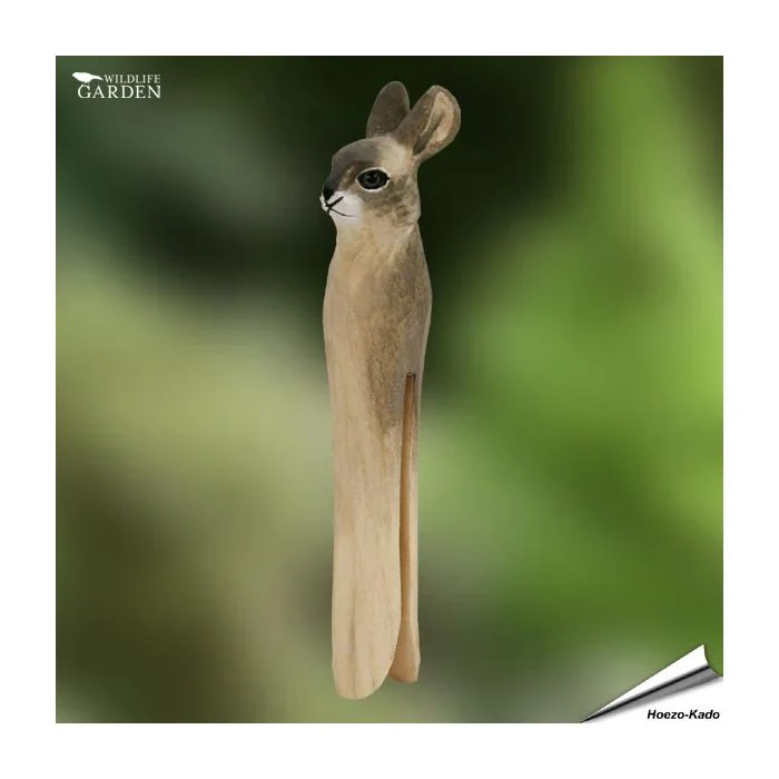 DecoClip - Wäscheklammer Kaninchen von Wildlife Garden aus Holz. Handgeschnitzter Tierkopf mit langen Ohren. Ca. 19 x 23 x 110 mm.