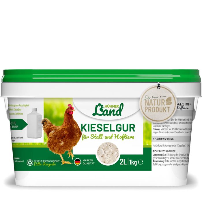 Kieselgur von HÜHNER Land ist ein 100%tiges Naturprodukt ✔️ Für Stall, Garten oder Hof ✔️ Bindet Feuchtigkeit zuverlässig ✔️ Angenehmes Stallklima ✔️ Jetzt kaufen auf www.allesfuervoegel.de