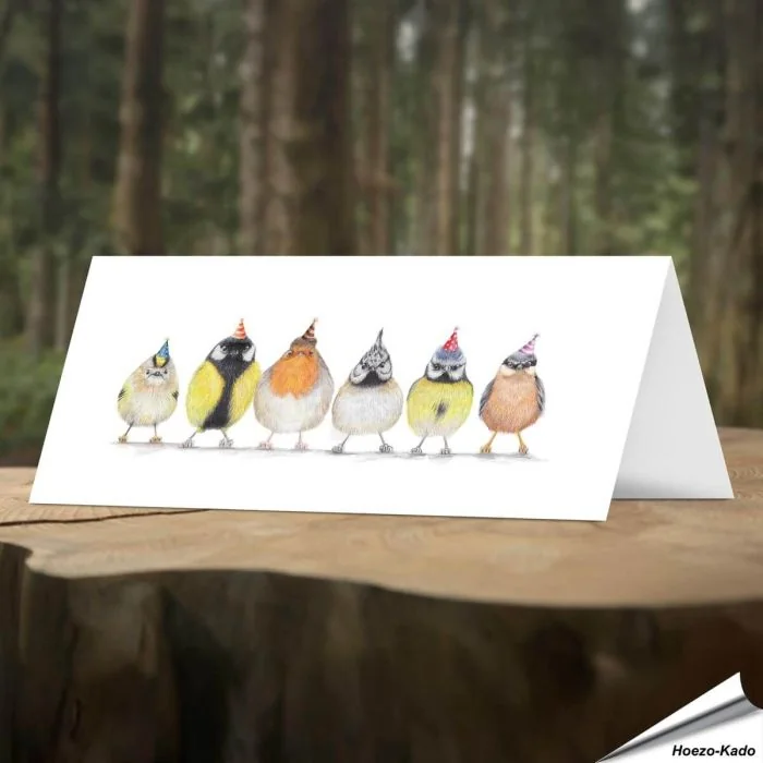 Geburtstagskarte - Mit Wildvogel-Motiv - Von Hand gezeichnet - www.allesfuervoegel.de