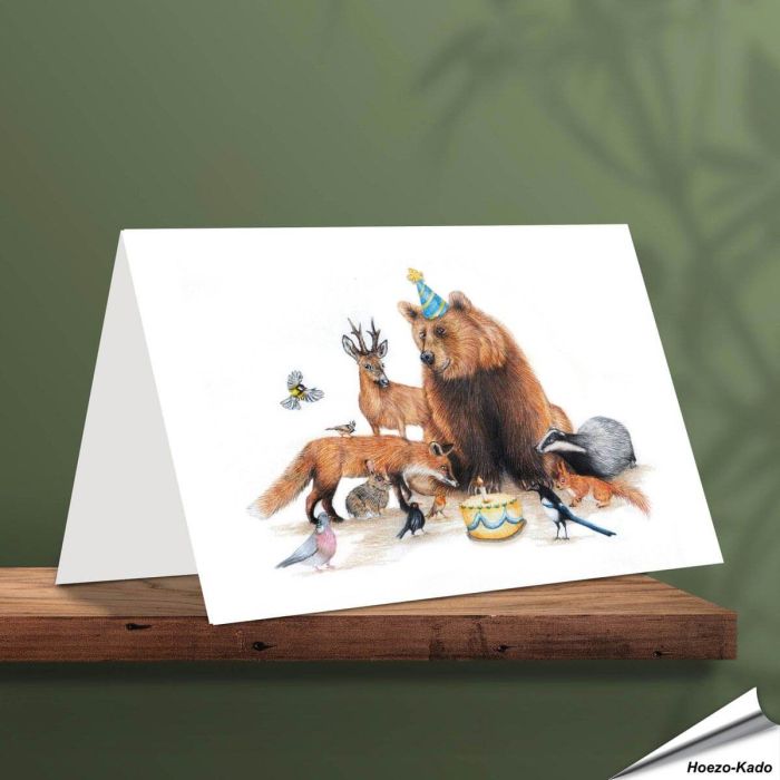 Geburtstagskarte - Mit Wildtier-Motiven - Von Hand gezeichnet - www.allesfuervoegel.de