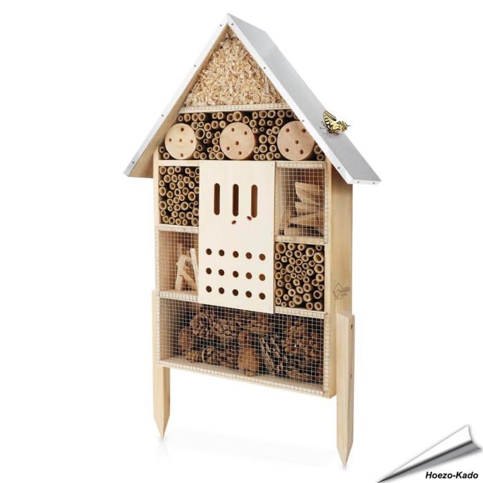 Grosser Nistkasten für Insekten mit Metall-Dach, artgerechte Bauweise - Alles für Vögel Online-Shop
