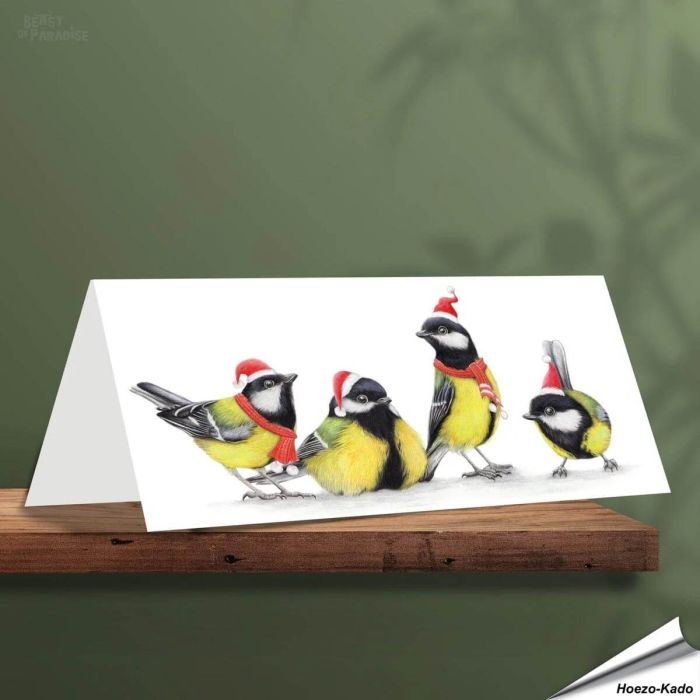 Weihnachtskarte - Mit Vogelmotiven - Von Hand gezeichnet - www.allesfuervoegel.de