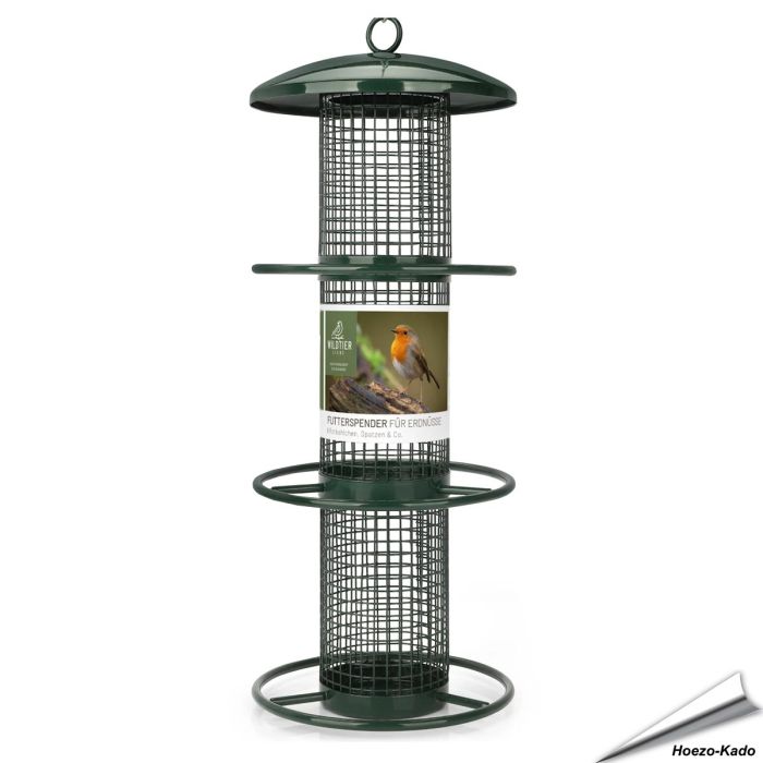 Metall-Futterspender für Erdnüsse - 350mm (grün) - www.allesfuervoegel.de