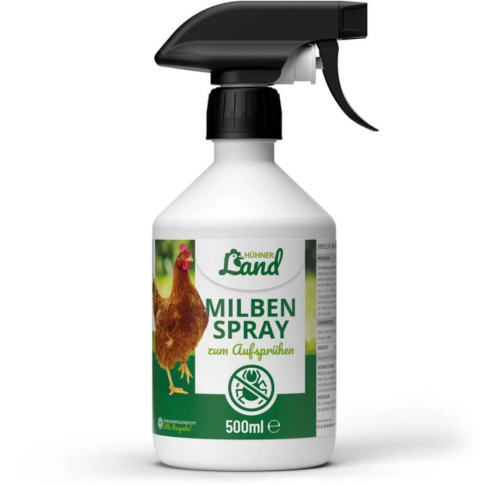 Milbenbefall bei deinen Hühnern? ✔️ Milben-Spray von HÜHNER Land zur Unterstützung der Abwehr von Milben und Parasiten ✔️ Hühnerstall ✔️ Online kaufen bei Alles für Vögel