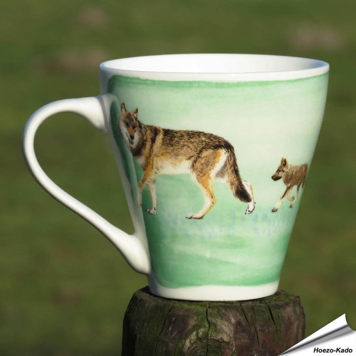 Kaffeetasse mit Naturmotiv | Wolf mit Welpen | By Myrte