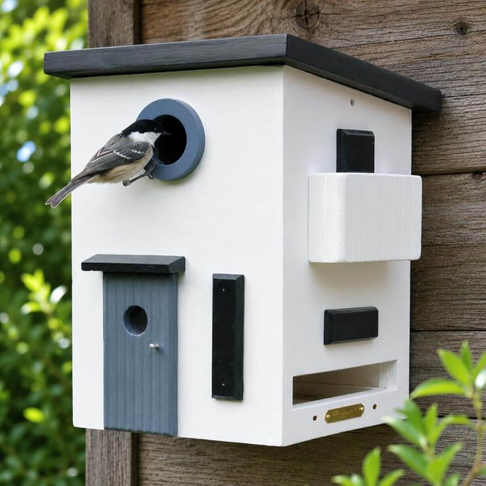 Multiholk Bauhaus - Wildlife Garden ✔️ Nistkasten und Futterhaus in einem ✔️ Für kleine Gartenvögel ✔️ Inspiriert nach skandinavischem Design ➤ Bestelle bei Alles für Vögel