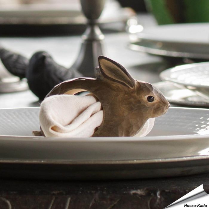 Serviettenring - Wildkaninchen | Naturgetreu bemalt | Alles für Vögel