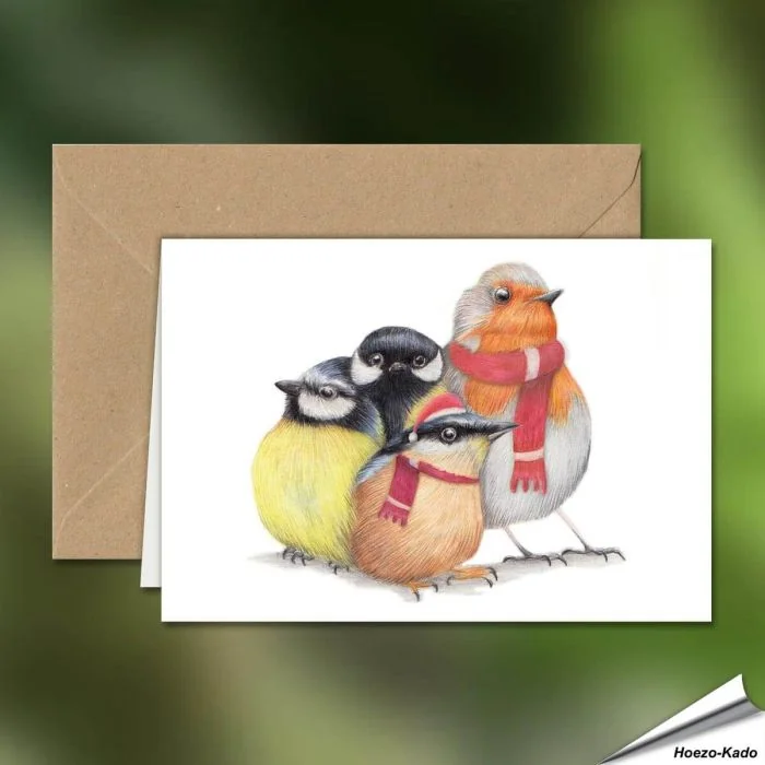 Weihnachtskarte | Cuddly Christmas Birdies | Alles für Vögel