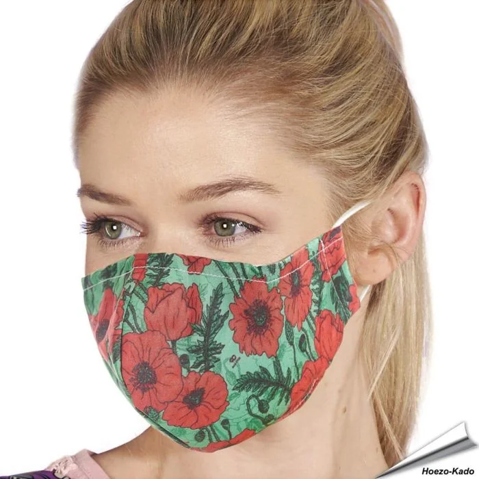 Wiederverwendbarer Mundschutz - Mohnblumen
