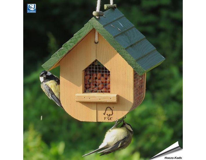 Birds Choice Erdnuss-Futterhaus Ganz In Grün – Für Ganze Erdnüsse, Aus Stahl Mit Sitzfläche
