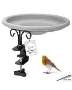 Balkon Wasserschale für Vögel - mit praktischer Balkonhalterung - www.allesfuervoegel.de
