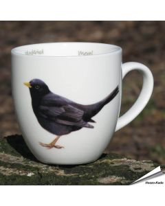 Porzellan-Tasse mit Amselmotiv für Naturliebhaber