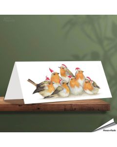 Weihnachtskarte - Mit Rotkehlchen-Motiven - Von Hand gezeichnet - www.allesfuervoegel.de