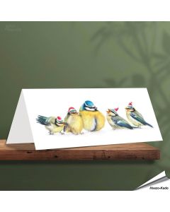 Weihnachtskarte - Mit Blaumeisenmotiven - Von Hand gezeichnet - www.allesfuervoegel.de