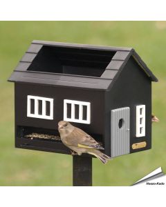 Vogelfutterspender mit Vogelbad (schwarz)