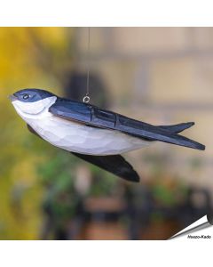 Mehlschwalbe (Delichon urbicum) | Handgeschnitzter Holzvogel