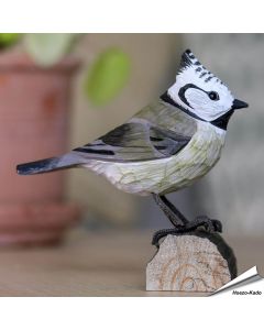 Haubenmeise (Lophophanes cristatus) | Handgeschnitzter Holzvogel