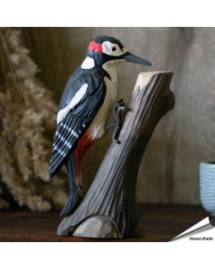 Buntspecht (Dendrocopos major) | Handgeschnitzter Holzvogel