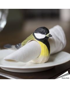 Serviettenring - Kohlmeise | Naturgetreu bemalt | Aus Holz