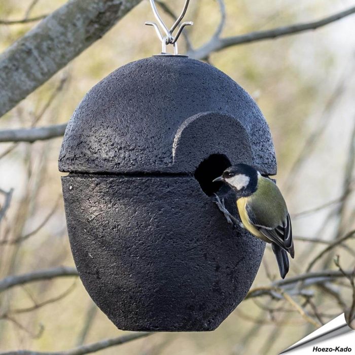 Holzbeton Nistkasten Malaga | schwarz | 32mm Einflugloch | Alles für Vögel