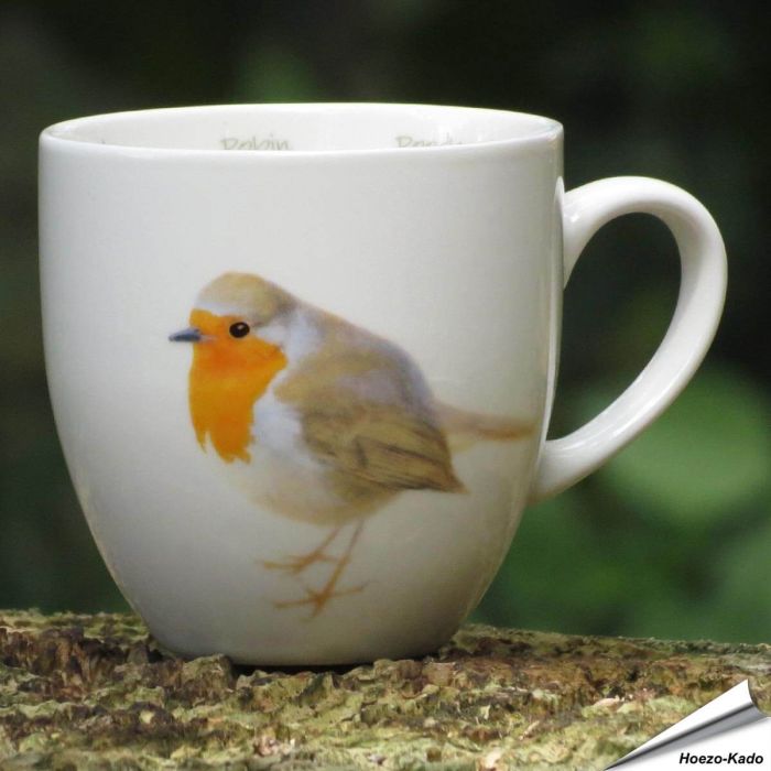Porzellantasse mit Rotkehlchen-Motiv - für Vogelliebhaber - www.allesfuervoegel.de