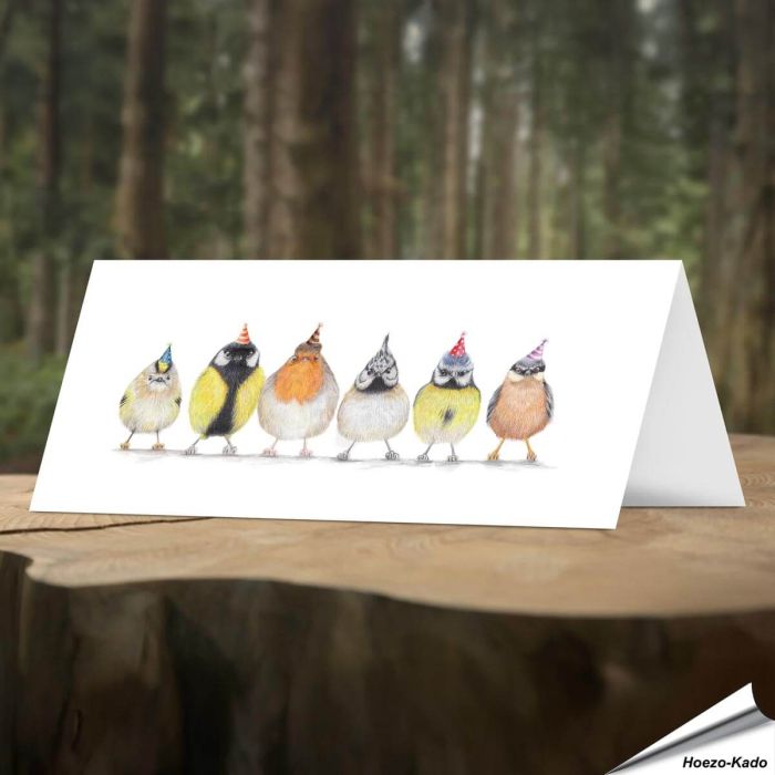 Geburtstagskarte - Mit Wildvogel-Motiv - Von Hand gezeichnet - www.allesfuervoegel.de