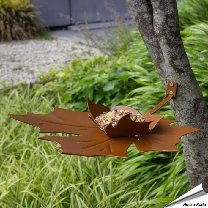 Elegante Wand-Futterschale in Blattform ✔️ Wetterfestes Metall mit Pulverbeschichtung ✔️ Ideal für Meisen, Spatzen & Rotkehlchen ➤ Alles für Vögel