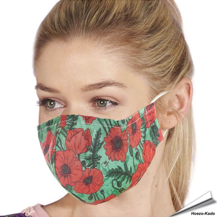 Wiederverwendbarer Mundschutz - Mohnblumen