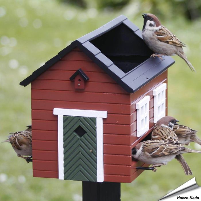 Vogelfutterspender mit Vogelbad (rot)