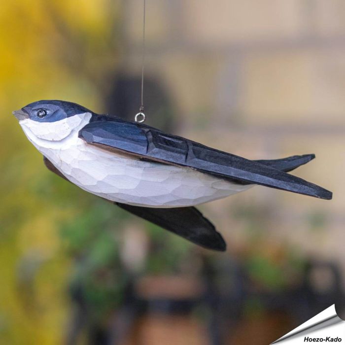 Mehlschwalbe (Delichon urbicum) | Handgeschnitzter Holzvogel