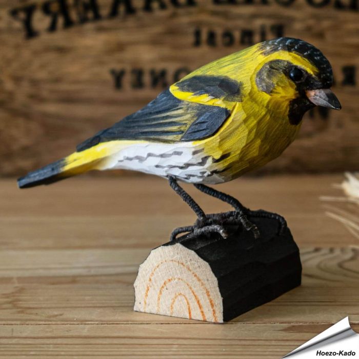 Erlenzeisig (Spinus spinus) | Handgeschnitzter Holzvogel