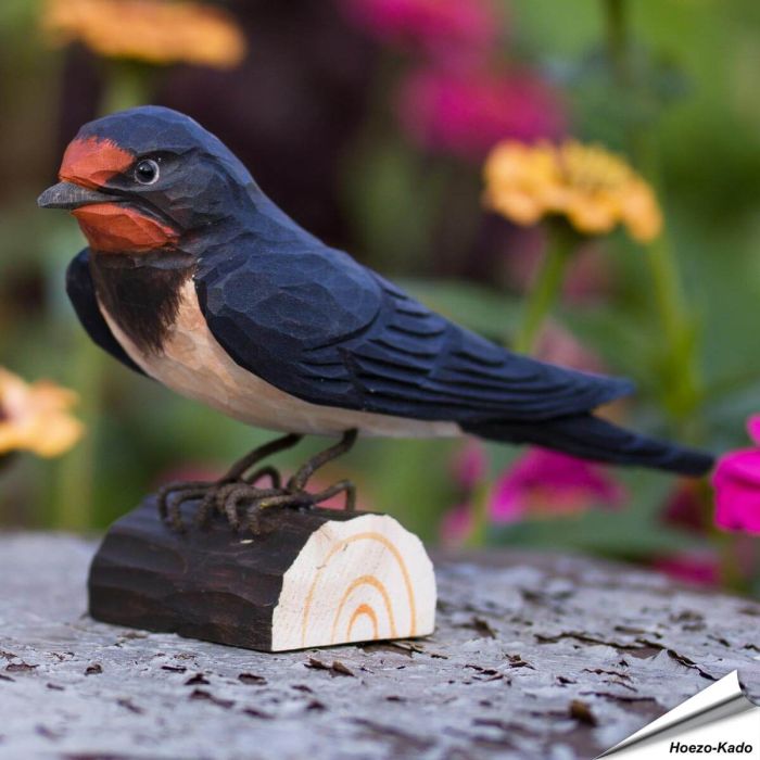 Rauchschwalbe (Hirundo rustica) | Handgeschnitzter Holzvogel