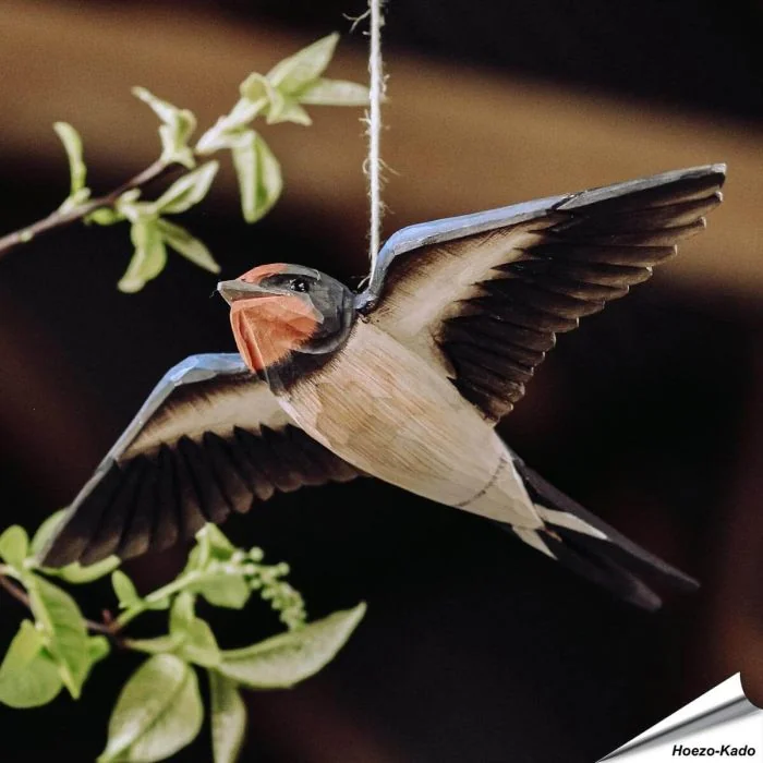 Rauchschwalbe - fliegend | Handgeschnitzter Holzvogel - Alles für Vögel