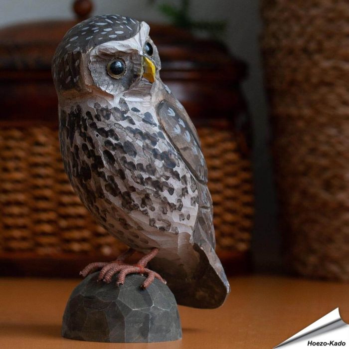 Steinkauz (Athene noctua) | Handgeschnitzter Holzvogel