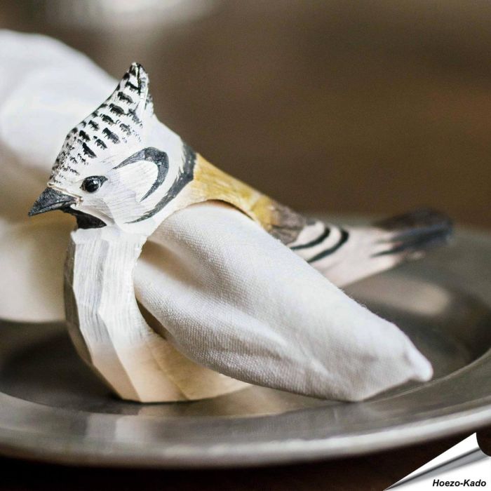 Serviettenring - Haubenmeise | Naturgetreu bemalt | Alles für Vögel