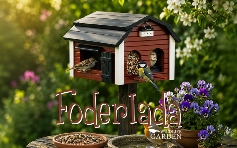 L&auml;ndliches Holzfutterhaus f&uuml;r Gartenv&ouml;gel - Foderlada